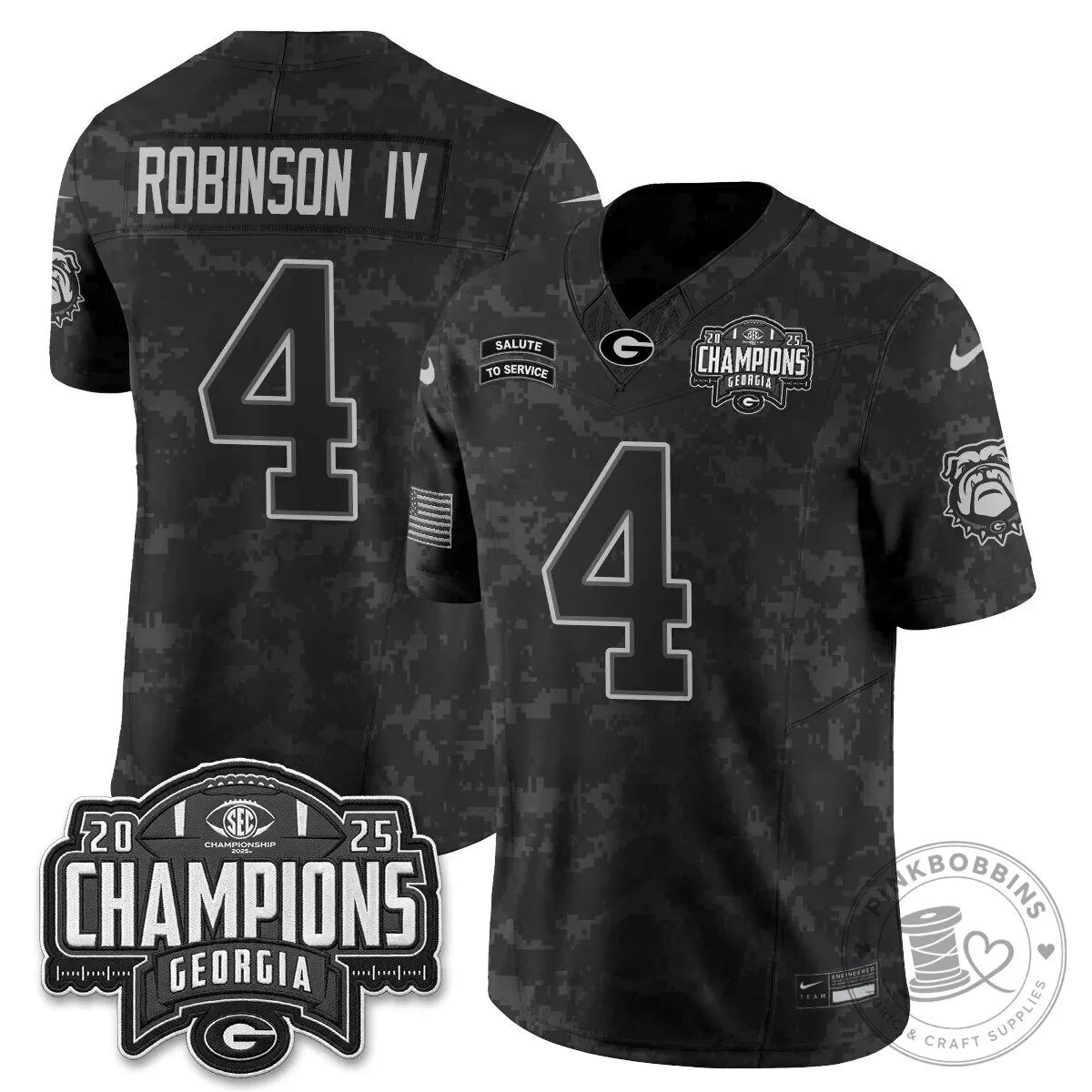 2025優勝！ ペニャロール ゲームシャツ C. Rodriguez 7 Georgia Bulldogs Nick Chubb 2025 SEC Champions Football Jersey